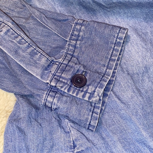 Rebel Wilson x Angels Chambray plus size Army with pockets button up shirt 1X - Picture 11 of 13